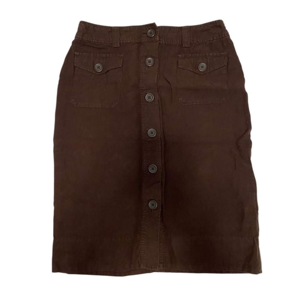 Banana Republic Linen Silk Skirt Old Money Quiet Luxury Chocolate Brown Parisian